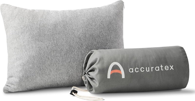 ACCURATEX وسادة تخييم - غطاء قطن 100% قابل للتنفس، وسادة سفر قابلة للضغط من رغوة الذاكرة الممزقة، ملحقات التخييم والسفر - وسادة صغيرة للتخييم، أساسيات النوم للسيارة والطائرة - Image 1